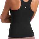 CRZ YOGA Butterluxe Womens Racerback Workout Tank Top with Built in Bra - Padded High Neck Yoga Athletic Camisole (Small, Black)