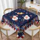 4th of July Tablecloth 54×54 Inch Square Patriotic Flowers Table Cloth Water-Resistant Spill-Proof Washable Fabric Tablecover for Kitchen Dining Party Picnic Indoor Outdoor