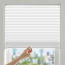 6 Pack Temporary Paper Blinds for Indoor Windows No Drill, 24" W x 59" H Light Filtering Adhesive Pleated Shades for Windows Cordless with 12 Clips, Room Darking Shades for Bedroom, White