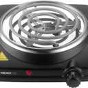 Single Burner Hot Plate Electric, 1000 Watts Electric Burner with 5.5" Coiled Element, Adjustable Temperature, for Dorm, Office, Home, Camp, Compatible for All Cookwares