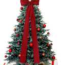 20 x 47 Inches Extra Large Christmas Satin Bows Christmas Tree Topper Decorations Giant Xmas Tree Toppers Bows for Home Wreath Wall Holiday Birthday Wedding Engagement Party Decor(Wine Red)