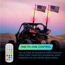 2 Pack 4ft LED Whip Lights with Spring Base, APP & Wireless Remote, LED Whip Lights for Side by Side Spiral RGB Chasing Lighted Music Whips with Rocker Switch for ATV UTV RZR Can-Am SXS Polaris