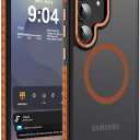 DEERLAMN Strong Magnetic Case for Samsung Galaxy S24/S25 6.2-Inch,[Compatible with Magsafe][Military Grade Drop Protection] Translucent Matte Shockproof Protective Phone Cover, Frosted Orange