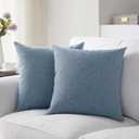 Meekio Set of 2 Deep Grey Blue Pillow Covers 18 x 18 Inch Farmhouse Boho Decorative Throw Pillow Covers Linen Cushion Covers for Sofa Couch Dcor (18" x 18" (Pack of 2))