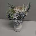 Mkono Small Artificial Flowers in Ceramic Vase 12.5" Centerpieces Coffee Table Decor, Silk Flower Arrangements for Home Decor Indoor Fake Flower Bouquet for Bathroom Dining Room Kitchen Wedding Blue