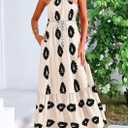 PRETTYGARDEN Women's 2026 Summer One Shoulder Maxi Dress Printed Flowy Boho Long Sundresses Spring Beach Vacation Clothes (Medium, Beige Black Floral)