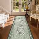 GarveeHome Sage Green 2x6 Washable Kitchen Runner Rugs Non Slip Provence Vintage Boho Cottage Long Rug for Hallways Bedroom Entryway Bathroom Mat with Rubber Back