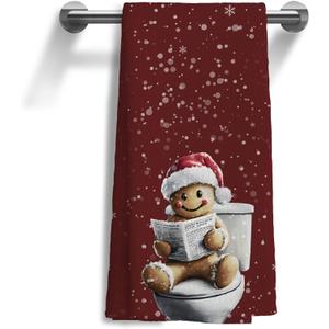Christmas Gingerbread Man Hand Towels, Gingerbread Man Bathroom DecorXmas Hand Towels Holiday Decorations Christmas Indoor for Home Bathroom Farmhouse16x24 Inch