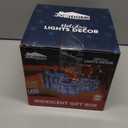 DomKom Set of 3 Nesting Christmas Lighted Gift Boxes - Indoor/Outdoor LED Present Decorations with Metal Frame, Silver Bows & Pinecone Accents - Pre-Lit Holiday Yard & Home Decor (Xmas Tree on Gauze)