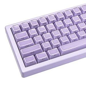 TIMSEKER Purple Crystal Jelly Side Print Keycap Set - Wave Texture Doubleshot ASA Profile Keycap, 142 Keys ABS PC Key Cap for 61/ 68/ 84/ 87/ 98/ 104 Gaming Mechanical Keyboard