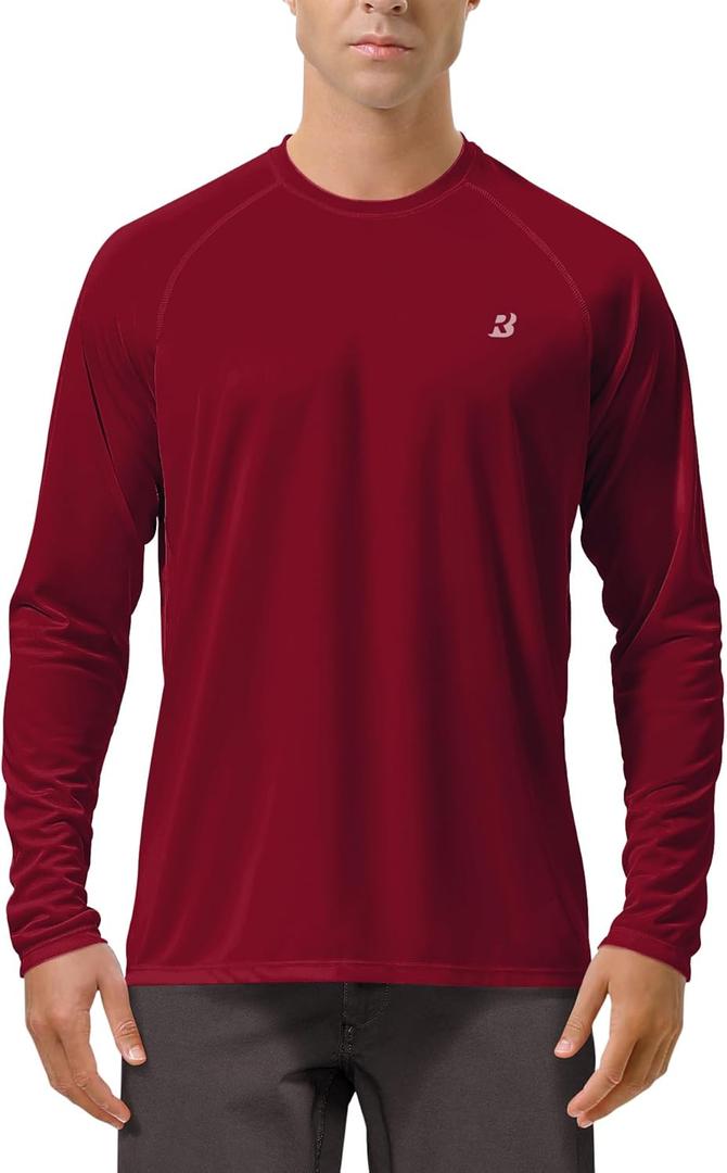 Roadbox Mens UPF 50+ UV Sun Protection Shirts Outdoor Long Sleeve SPF Rash Guard for Fishing Hiking Swimming Running M