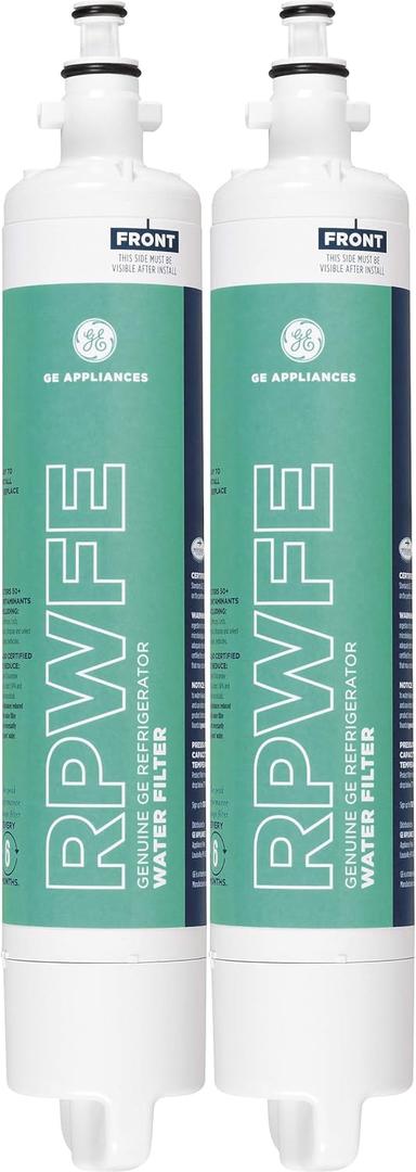GE RPWFE2PK RPWFE Refrigerator Water Filter Certified to Reduce Lead, Sulfur, and 50+ Other Impurities, Replace Every 6 Months for Best Results, Pack of 2, 2 Count (Pack of 1), White