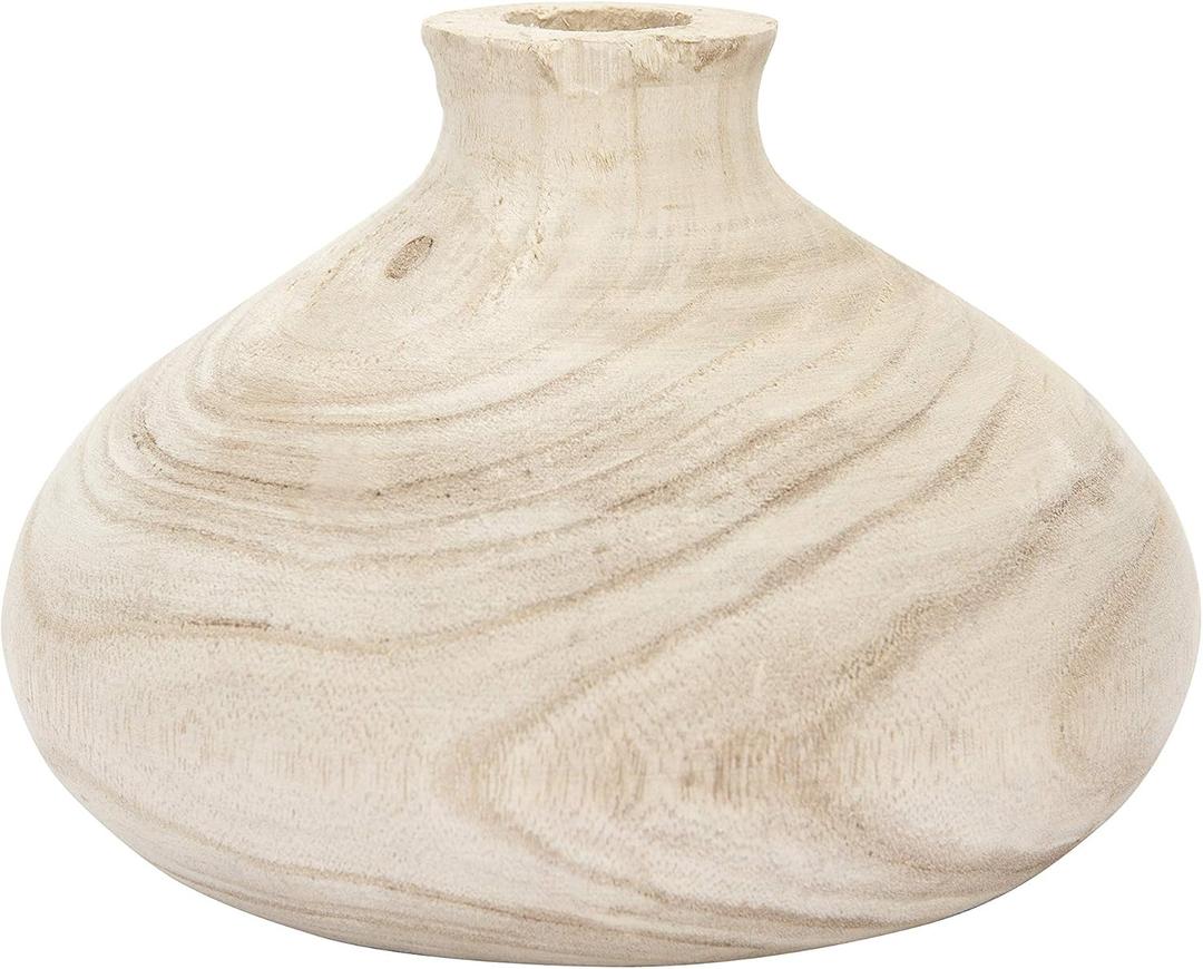 Creative Co-Op Small Paulownia Wood Vase (Each one Will Vary)