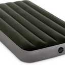 Intex 64777E Dura-Beam Standard Prestige Air Mattress: Fiber-Tech - Twin Size - Hand-Held Battery Pump - 10in Bed Height - 300lb Weight Capacity