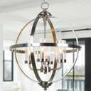 Chandelier Farmhouse Hanging Lighting, 4-Light Globe Orb Chandelier, Adjustable Modern Farmhouse Pendant Light Fixture for Dining Entryway Foyer, Brushed Nickel Finish