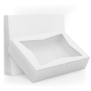 NADOBA 10 Pcs Half Sheet Cake Box Rectangle Set – Durable 19x14x4 In Cardboard Boxes with Window, Flip Top, White Bakery Boxes for Cookies, Cupcakes, Macarons – Recommended for Cake Boards and Stands