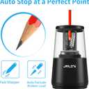 JARLINK Electric Pencil Sharpener, Heavy-Duty Helical Blade to Fast Sharpen, Auto Stop for No.2/Colored Pencils(6-8mm), AC Adapter/Battery Operated in School Classroom/Office/Home (Black)