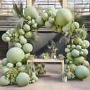 Dusty Green Balloons Different Sizes - Double Stuffed Light Olive Mist Green Balloon Arch Garland Kit for Baby Shower Neutral Birthday Bridal Fall Christmas Party Decoration