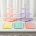 NWK 5 Piece Cake Stand Set with 2 x Large 3-Tier Cupcake Stands, 3 x Appetizer Trays, for Wedding Birthday Baby Shower Tea Party Decorations (Colorful)