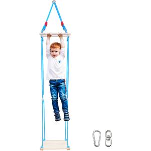 Wooden Swing-Skateboard for Kids,3-in-1 Standing, Exercise Balance and Body Coordination,Tree Swing for Outdoor (Blue Rope)