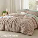 Bedsure California King Size Comforter Set Khaki, Boho Tufted Bed Set, Checkered Farmhouse-Style Distressed Vintage Bedding, 3 Pieces, 1 Plaid Geometric Comforter and 2 Pillow Shams