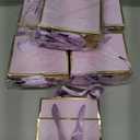 Yeaqee 50 Pcs Mini Metallic Paper Gift Bags with Handle 4x4.75x2.2'' Small Gift Bag DIY Tag Thank You Party Favor for Mother's Day Wedding Graduation Baby Shower Birthday Jewelry (Lavender,Gold)