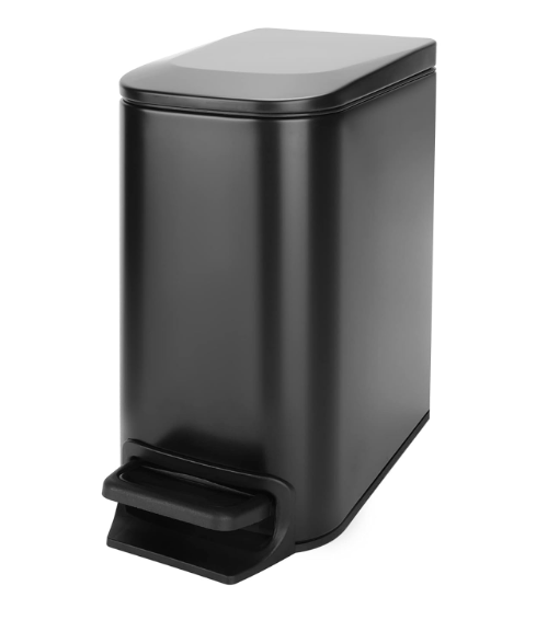 Cesun Small Bathroom Trash Can with Lid Soft Close, Step Pedal, 6 Liter / 1.6 Gallon Stainless Steel Garbage Can with Removable Inner Bucket, AntiFingerprint Finish (Matt Black)