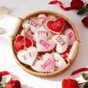 18 Pcs Valentines's Day Felt Heart Ornaments, Red White Pink Felt Hanging Ornament 2.8 Inch Galentines Heart Shaped 3D Hanging Decors for Valentine's Day Wedding Party Decorations(Cute)