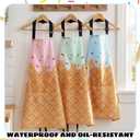 Ice Cream Parlor Apron, Cute Cones Colored Sprinkles Apron for Women with Adjustable Neck, Pockets Home Kitchen