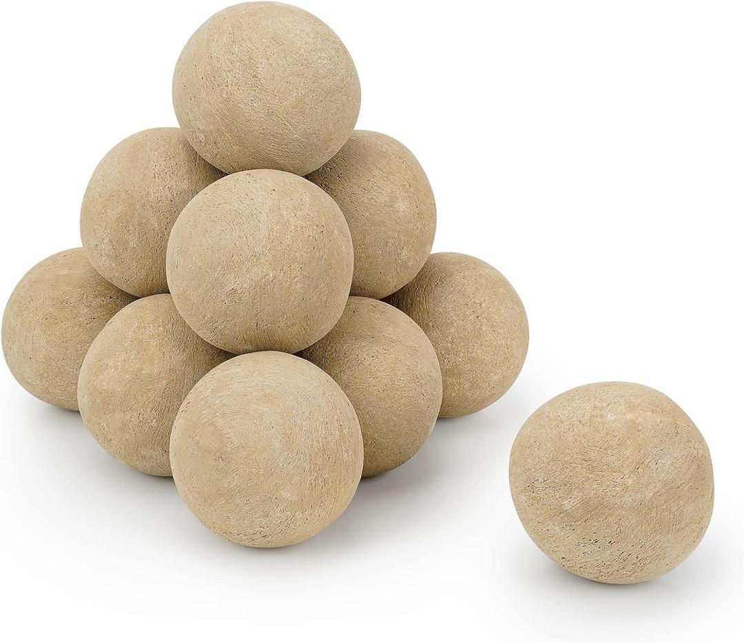 Stanbroil Ceramic Balls - 4 Round Fire Stones for Fire Pit Fire Bowl and Fireplace - Set of 12, Beige