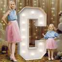 4FT Marquee Light Up Letters C,Party Decoration Large Marquee Light Up Letters with Weighted Water Bag,Pre-cut Foam Board Set Can Be Used for Birthdays,Weddings,Baby Anniversaries