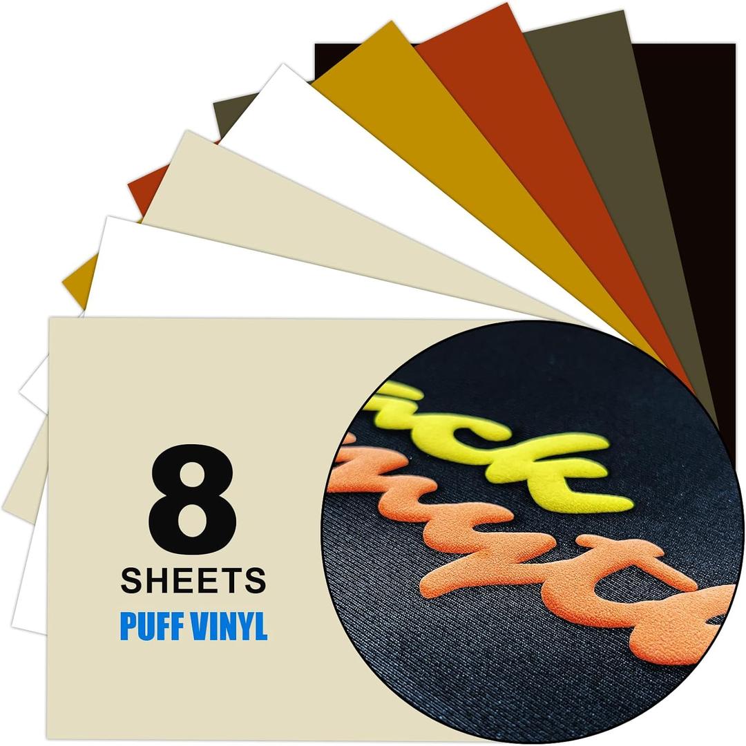 Yiwloer Skin-Coloured 3D Puff Heat Transfer Film, 8 Sheets Per Pack, Each Sheet Measuring 12"  10", Suitable for 3D Heat Transfer Film in DIY T-Shirt Heat Press Kits, Easy to Cut and Weed