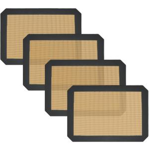Small Silicone Baking Mats, Set of 4,11-4/5x8-1/4 Inch Quarter Sheet Size, Non Stick, BPA Free, 1/4 Baking Sheet Pan Liner for Cookies, Macaron, Bread, Pastry, Toaster (Grey) (Gray)
