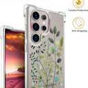 Topgraph Compatible with Samsung Galaxy S24 Ultra Case Designer Cute Clear for Women,Cool Transparent Silicone Phone Cases Cover - Green Eucalyptus Leaves