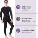 Rocky Thermal Underwear Men Long Johns Men Thermal Underwear Thermals Mens Base Layer Mens Thermals Top and Bottom Set (Black, L)