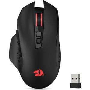 Redragon M656 Gainer Wireless Gaming Mouse, 4000 DPI 2.4Ghz Wireless Mouse w/ 5 DPI Levels, 7 Macro Buttons, Red LED Backlit & Pro Software/Drive Supported, for PC/Mac/Laptop