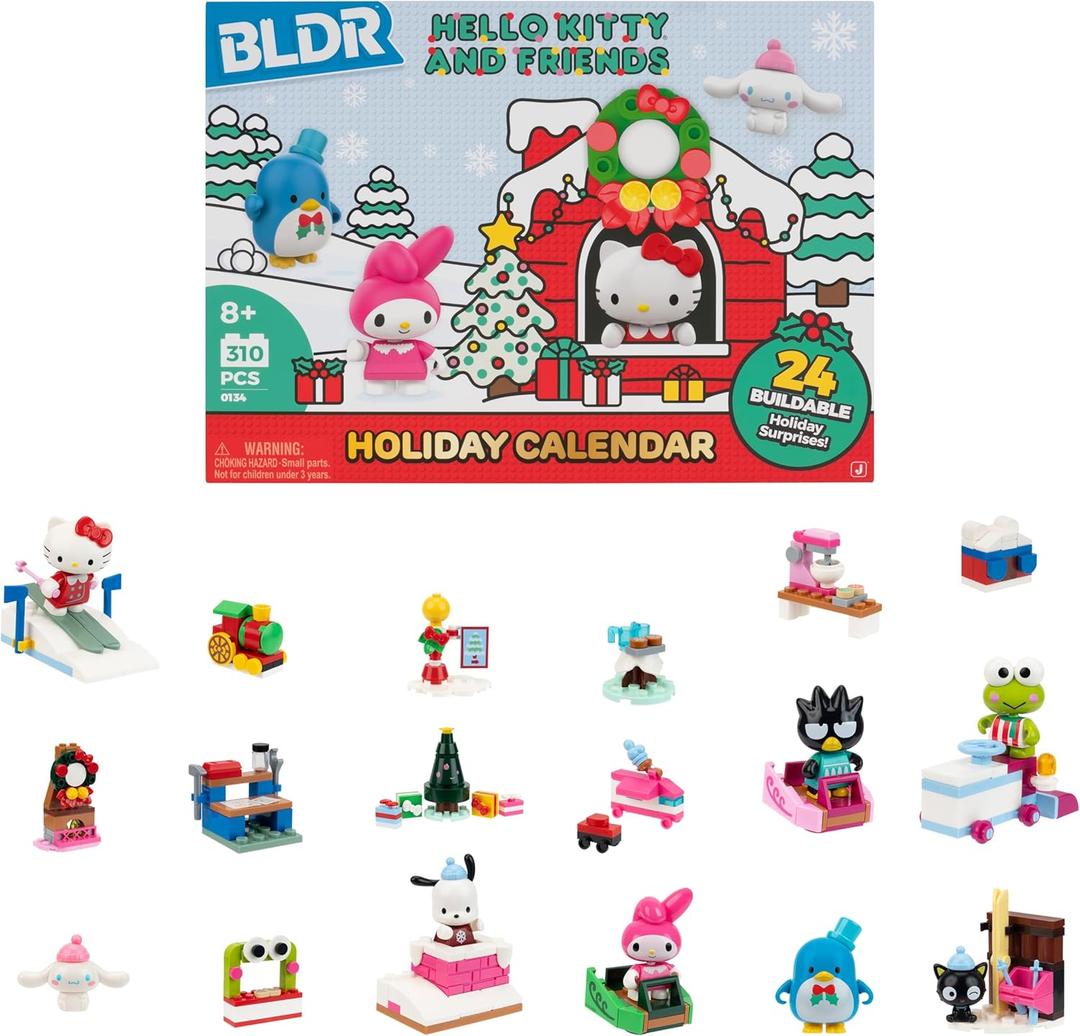 BLDR Hello Kitty and Friends 2025 Advent Calendar Building Set - 8 Buildable Minifigures & 16 Buildable Gifts - Kids and Sanrio Fans Ages 8+, 0134