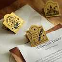 Brass Clip, Brass Binder Clip, Bill Binder Clip, Brass Clips for Journals, Decorative Binder Clips, Travelers Notebook Clip, Wall Hanging File Organizer (Castle in The Nebulous Sky)