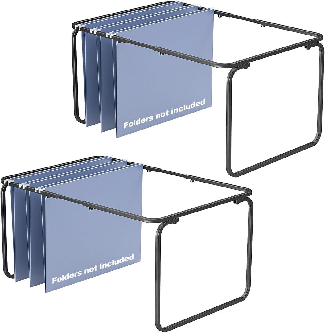TOPCJ Legal/Letter Size Hanging File Folder Frame,Adjustable 16 to 25 inches,Heavy Duty Steel File Cabinet/Drawer Organizer Insert,Hanging Folder Holder for Desktop,12.598" W X 9.45" H,2 Packs