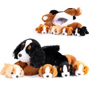 Skylety 5 Pcs Dog Stuffed Animal Puppy Stuffed with Babies Inside 1 Big Mommy with 4 Mini Baby Cute Soft Toy for Valentine Children Birthday Party Adopt a Puppy Favor