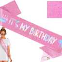 Birthday Sash "It's My Birthday" Sash - Birthday Decorations for Women, Birthday Girl, Birthday Accessories - Birthday Decorations, Its My Birthday Sash for Women Girls (Pink)