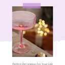 2 Pcs Ribbed Coupe Glasses, 10 oz Vintage Cocktail Coupe Glasses Set, Classic Cocktail Galssware, Bar Drinking Glasses Set Pefect , Wine, Champagne & Gift (PINK&PURPLE)