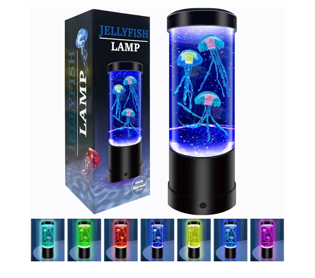 Jellyfish Lamp,7 Color Changing Aquarium Light,USB/Battery Bubble Jellyfish Night Light,Desk Mood Lamp for Home Bedroom Room Office,Tower Jelly Fish Light Lamp Present Decor for Kids Girls Adults Boys