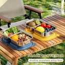 Cmonie 2-Compartment 14.5oz Stainless Steel Snack Containers, Reusable Snack Containers with Silicone Lids Food Storage Bento Box for Snacks, Fruits (2Pack-Yellow&Blue)