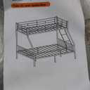 Twin XL Over Queen Bunk Bed for Adults, Heavy Duty Metal Bunk Beds with Safety Guardrails & EVA Padded Ladder, Twin XL Over Queen Bunk Beds Frame with Noise-Free Slats, Space-Saving(Black)