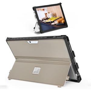 Case for 12.3" Microsoft Surface Pro 7+/7/6/5/4 Rugged Cover Case, with Surface Pen Holder, Compatible with Surface Pro Type Cover Keyboard, Translucent Black