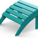 GREENVINES Adirondack-Ottoman | HDPE Plastic | Outdoor Footrest | All Weather | Foot Rest | Foot Stool | Aqua | for Adirondack Chair | for Patio Backyard Pool