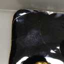 Bronze Gold Floral Napkin Holder Decor - Golden Brass Flower Detail & Black Reflective Tray, Paper Towel & Display Leaf, Two Tone for Weddings, Dinner Parties, Housewarming Gifts, Baroque Tray Basket