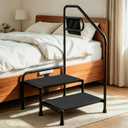 Bed Step Stool with Handle for Adults Elderly, Metal 2 Step Stool, 800 lbs