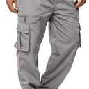 Rela Bota Cargo Pants for Men with Pockets Soft Work Trouser Workout Casual Slacks Breathable XL Light Grey